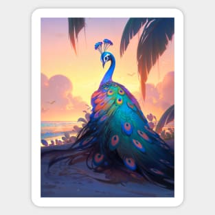 Beach Peacock Sticker